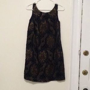 A-line purple and gold dress